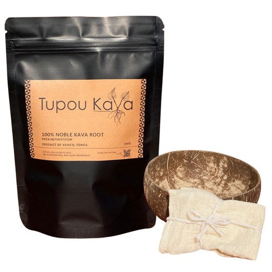 Kava Drink Starter Pack | Organic Kava Root Powder, Kava Cup and Strainer Cloth - The Tupou Kava Company