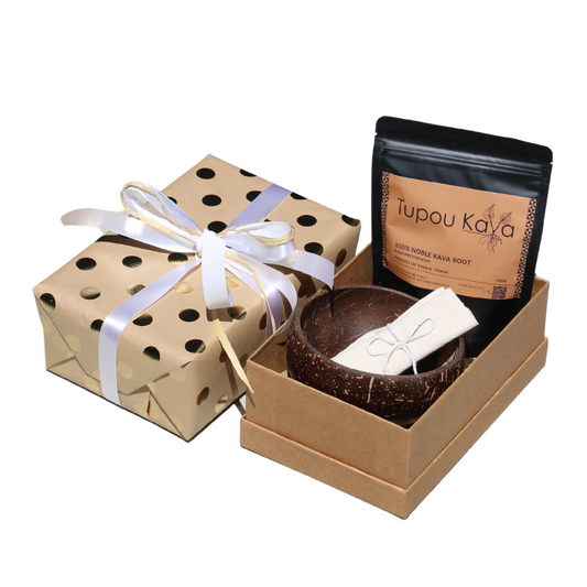 Gift Boxed Kava Drink Starter Pack | Organic Kava Root Powder, Kava Cup and Strainer Cloth